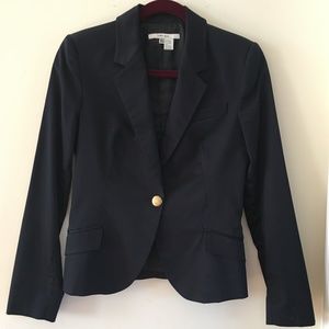Zara Basic Navy Blazer with Gold Buttons, Medium